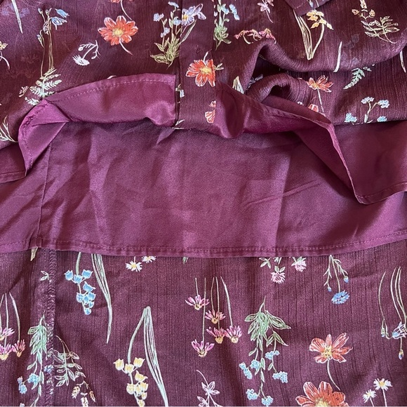 ELOQUII Elements Midi Shirtdress Ruffles Purple Floral Sheer Chiffon Size 22 - Picture 14 of 14